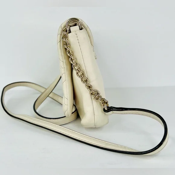 Kate Spade New York Astor Quilted White Leather Chain Crossbody Logo Bag - Picture 5 of 14